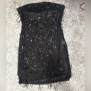 Elegant Black Sequin Women's Strapless Dress
